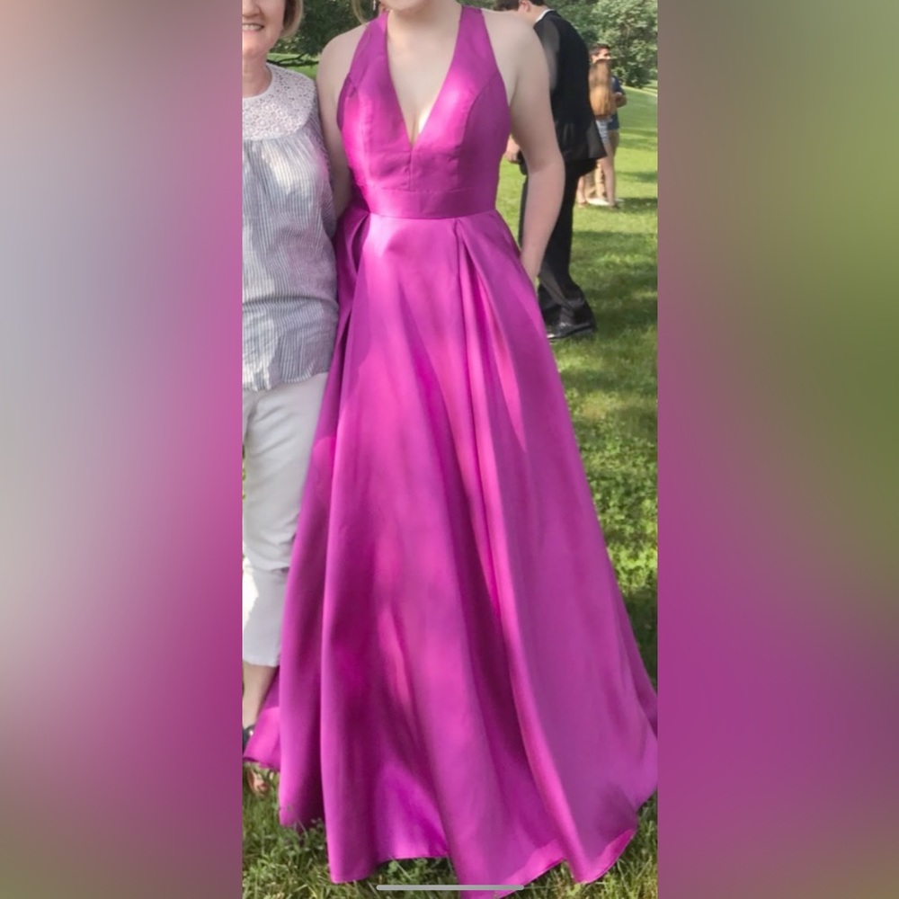 JVN by JOVANI Magenta V-Cut Ballgown
